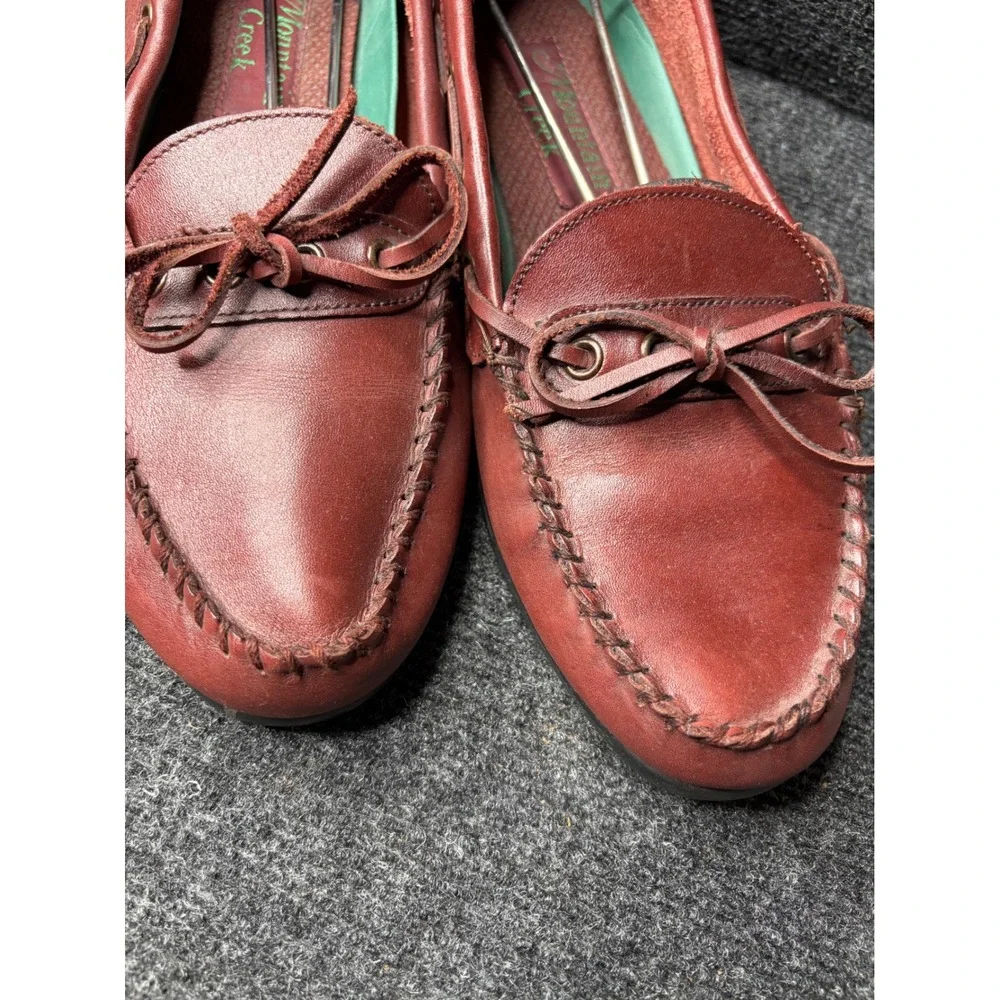 Mountain Creek Mens Leather Boat Shoes Loafers Brown Moc Toe 5459 Size 10.5
